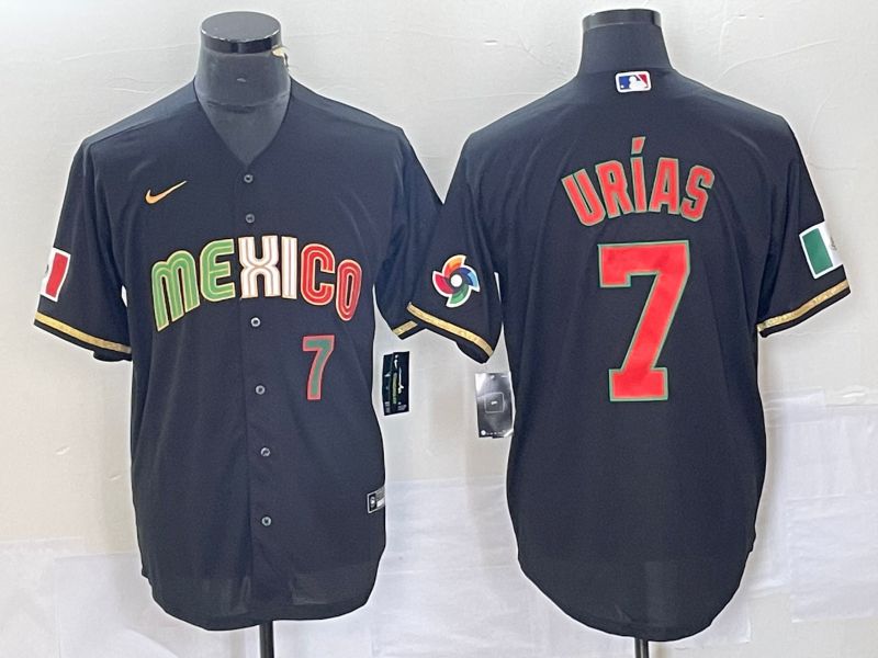 Men 2023 World Cub Mexico 7 Urias Black Nike MLB Jersey style 91839